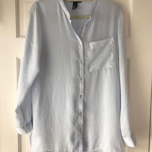 H&M Ice Blue Silk Blouse